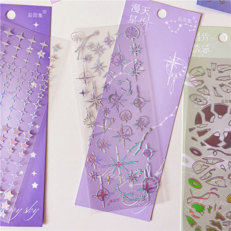Galaxy Taboo Series Silver Pressed Stickers 3D Hand Account Phone Case Collage Decoration Material Stickers