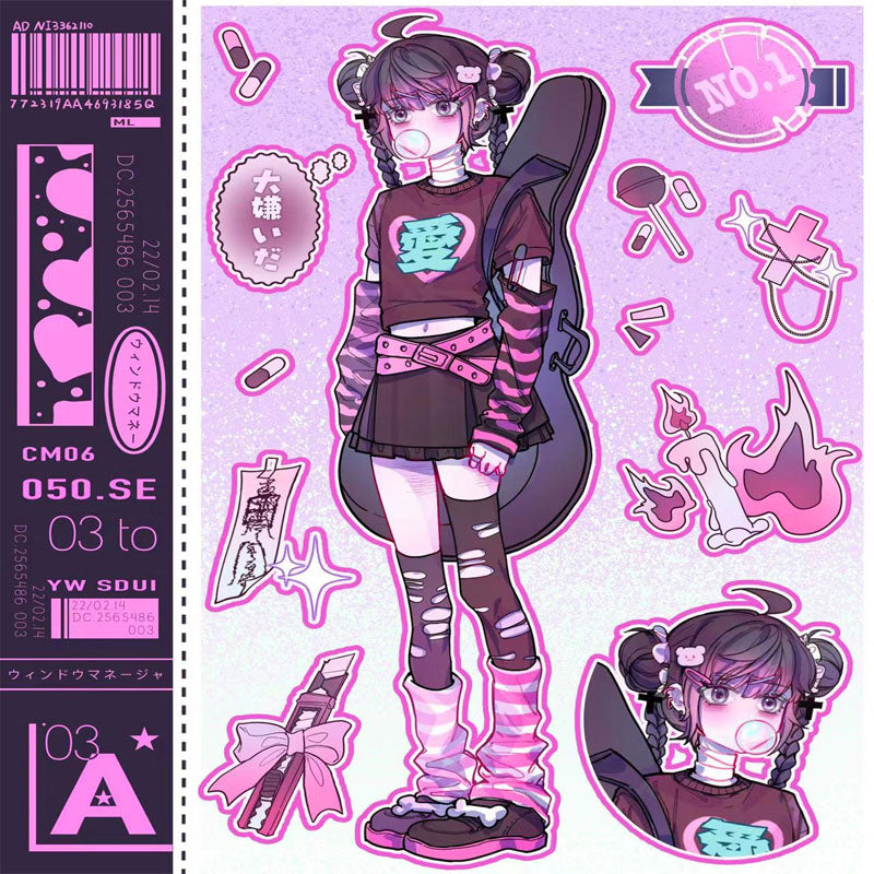 Electronic Three Girls Series Character Goo Card DIY Hand Account Phone Case Sticker