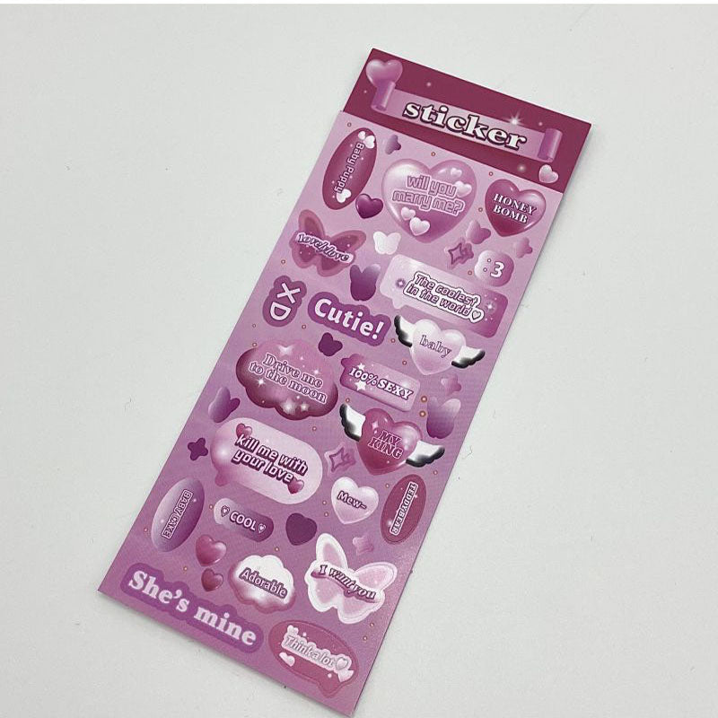 Pink Girl Sticker Dialog Box Series Girls Phone Case Bead Chain Decorative Sticker Pocket Material Sticker