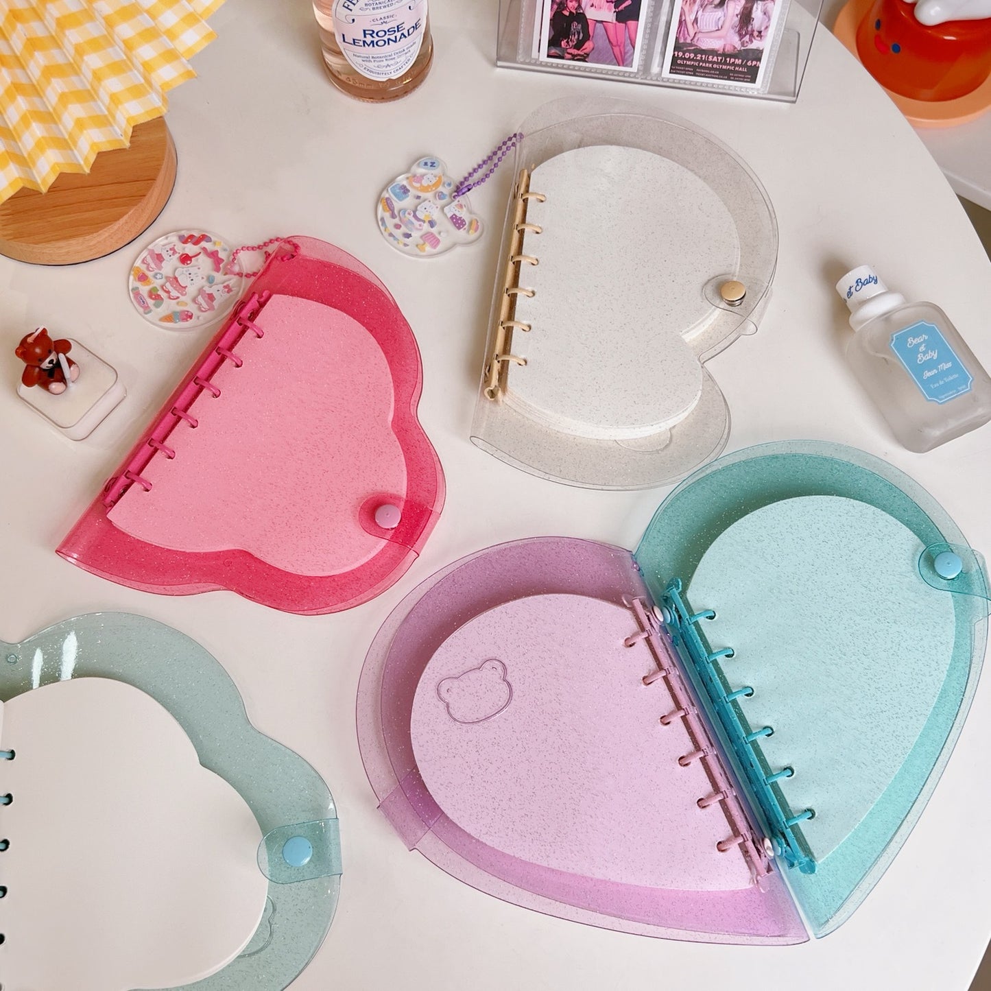 Cute Bow-knot Transparent 6-hole loose-leaf Hand Account Book Cloud Heart-shaped Student pvc Notebook Memo Binder