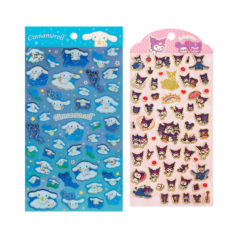 Cute Pet Family Sanrio Character Cartoon Bronzing Cute Wind Waterproof Sticker Decoration Cinnamoroll Hand Account Material Sticker