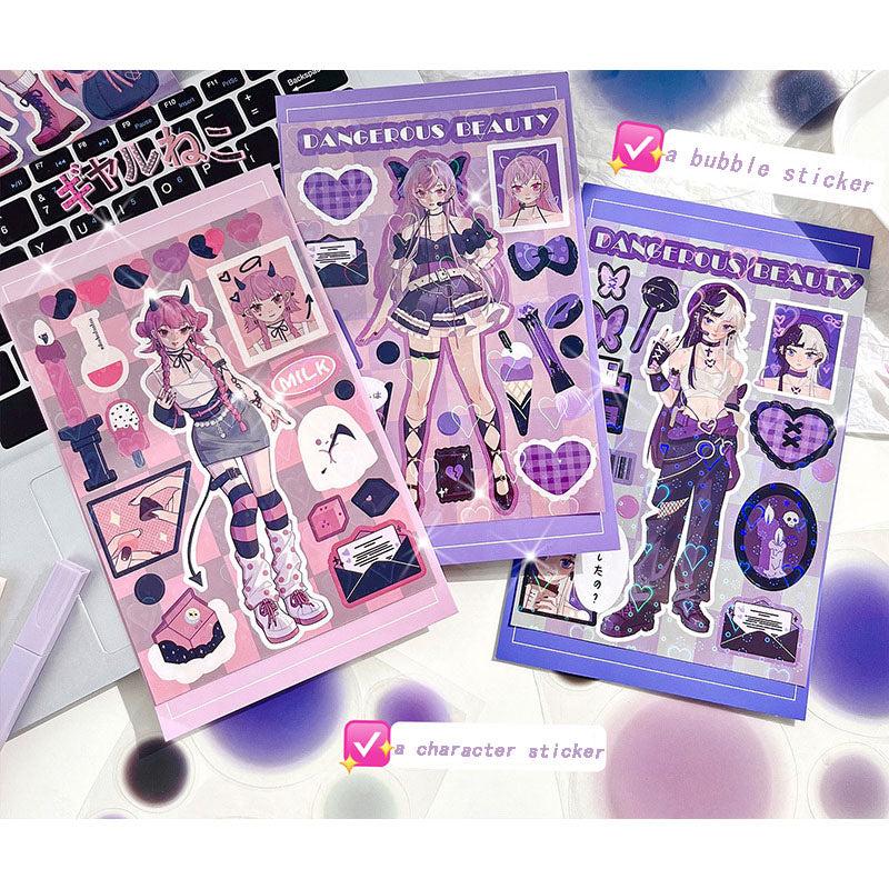Dark Style Hand Account Stickers Cartoon Anime Hottie Stickers Decoration Material Character Hand Account DIY Stickers