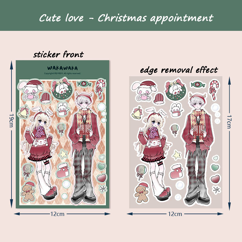 Cute Love Series Cartoon Cute Handbook Stickers Girly Pattern Handbook DIY Material Stickers