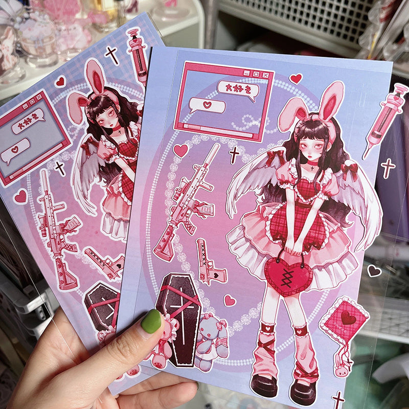 Disguised Angel Girl Stickers Goo Card Cover Hand Account Decoration Sticker