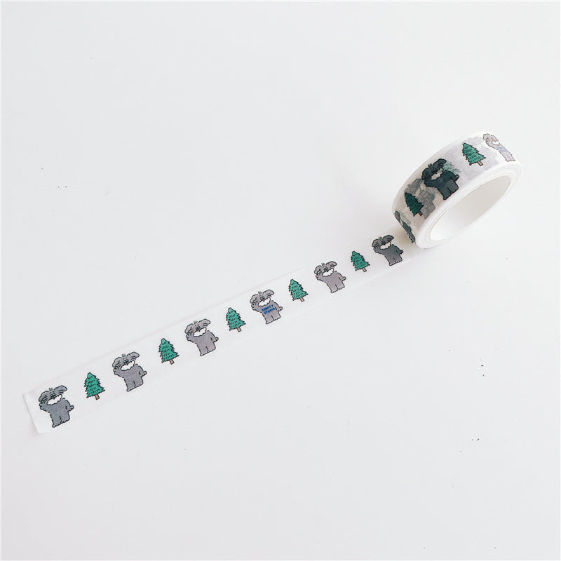 Black and White Grid English Hand-Painted Style and Paper Tape Decorative Stickers DIY Hand Account Material Stickers