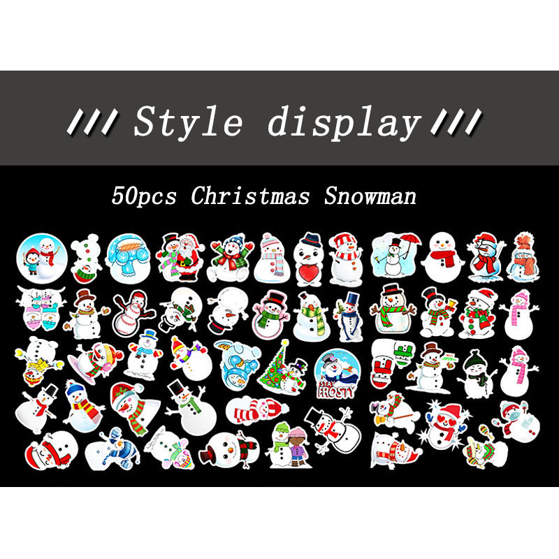 50pcs/100pcs Christmas Graffiti Stickers Holiday Party Hand Account DIY Phone Case Stickers Waterproof