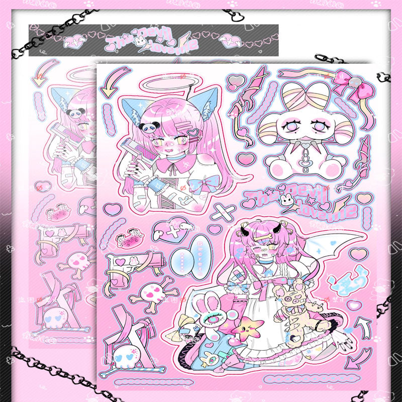Killer Girl Barbie Girl Love Membrane Sweet Asian Style Decorative Stickers DIY Hand Account Phone Case Small Card Stickers