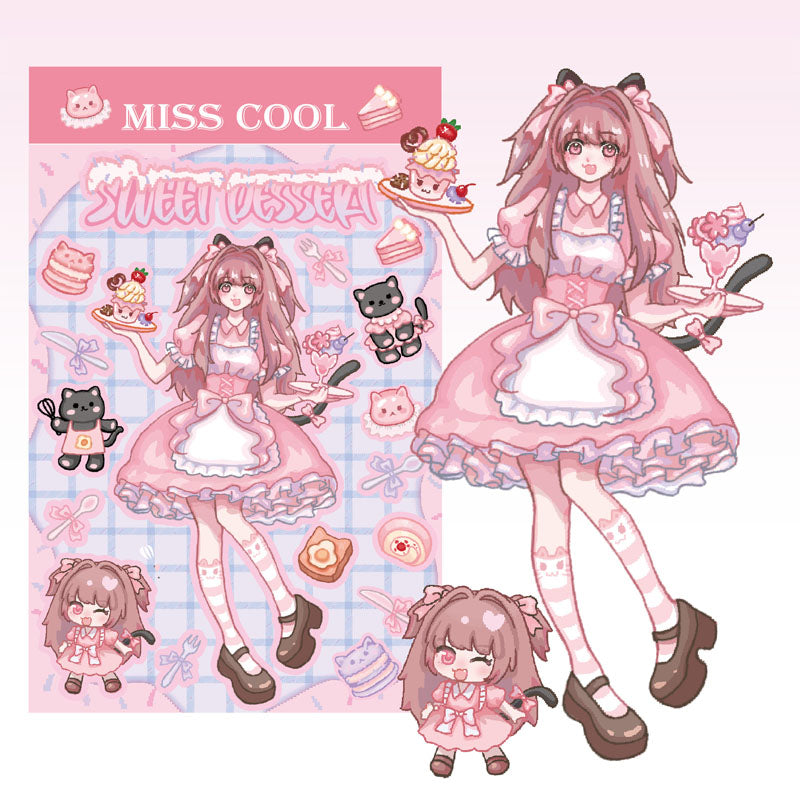 Sweet Asian Style Stickers Comic Style Y2K Characters DIY Hand Account Stickers Water Cup Phone Case Waterproof Decorative Stickers