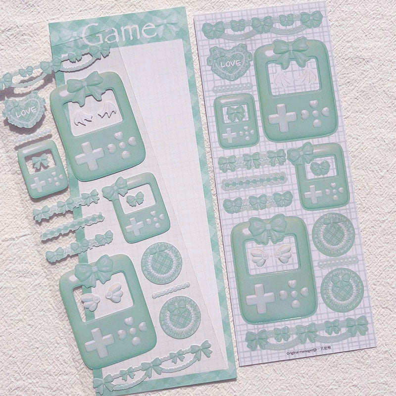 Macaron Game Machine Frame Exclusive 3D Modeling Decoration Stickers DIY Hand Account Material Stickers
