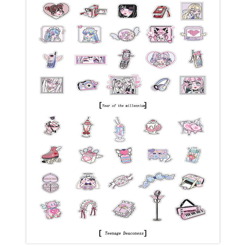 Sticker Pack Rhythm Rhapsody Cute Girl Anime Handbook Material Stickers 4 Styles