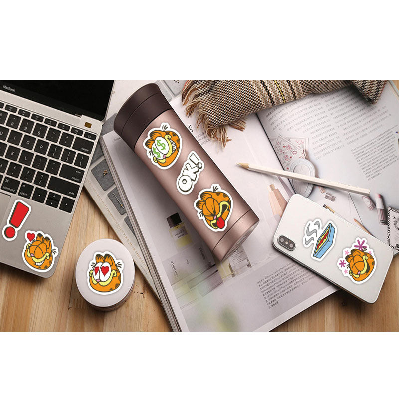 40pcs Garfield Cute Cartoon Stationery Mobile Phone Case Water Cup Waterproof Decorative Stickers Hand Account Mobile Phone Case Stickers