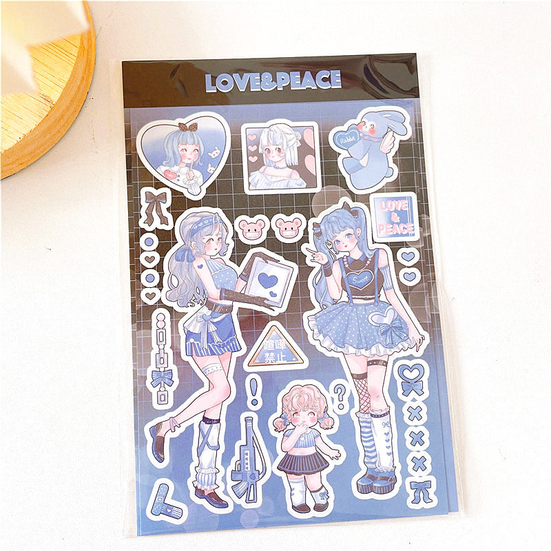 Girl Heart Cartoon Decoration Hand Account Phone Case Decoration Sticker DIY Handmade High-Value Heartbeat Signal Sticker