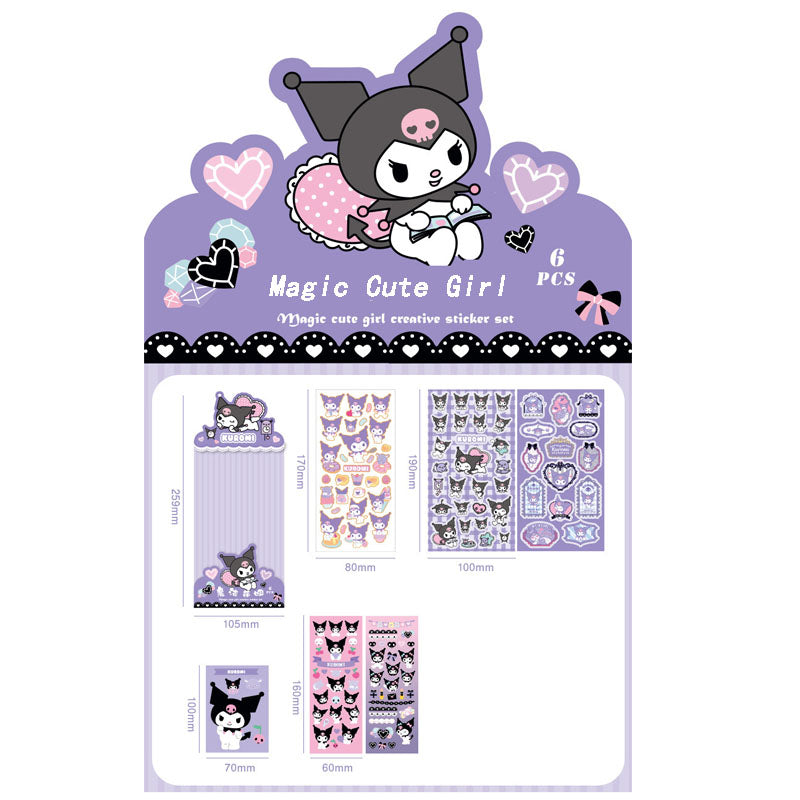 Sanrio Cute Supply Station Cartoon Anime Paper Sticker Set Diy Hand Account Decoration Material Sticker