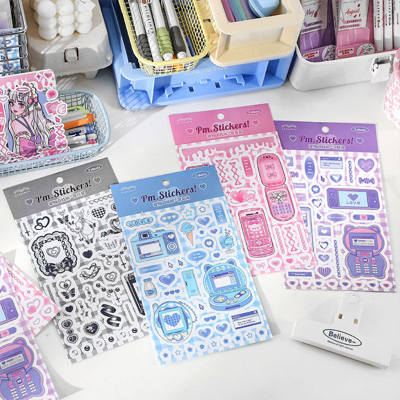 PaperMore Sticker Pet Game Machine Series Cute Comic Style DIY Hand Account Material 2pcs 4 Types