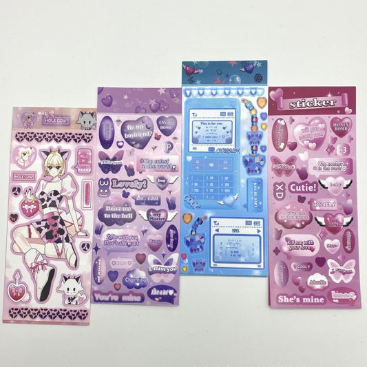 Pink Girl Sticker Dialog Box Series Girls Phone Case Bead Chain Decorative Sticker Pocket Material Sticker