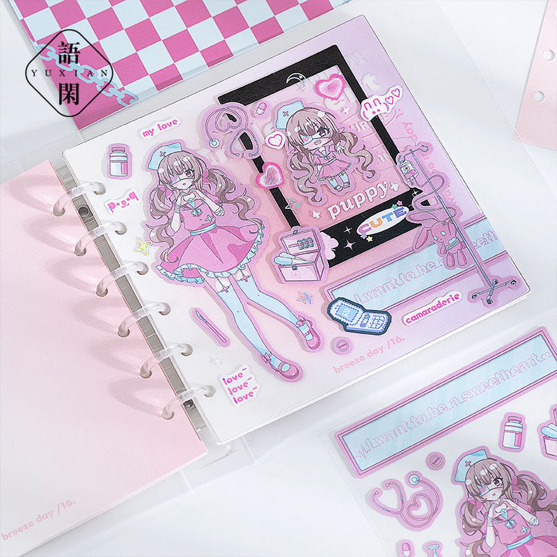 Different Dimension Calling Characters Series Cartoon Sweet Cool Girls Die-cut Handbook Stickers 2pcs into 4 Types