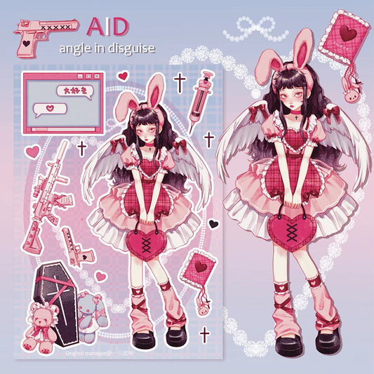 Disguised Angel Girl Stickers Goo Card Cover Hand Account Decoration Sticker