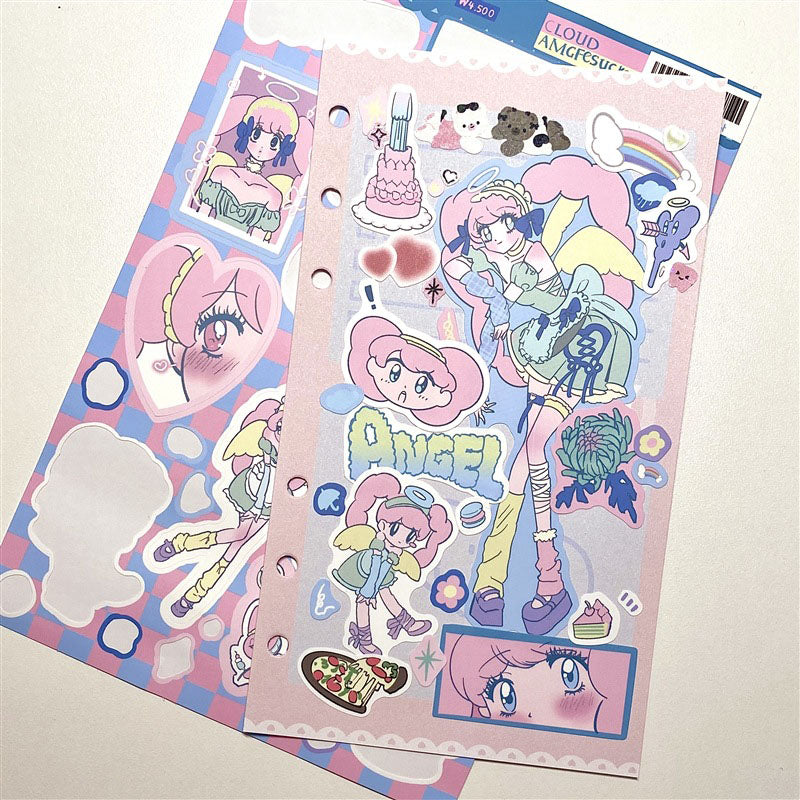 Domi Girl Sticker Dessert Devil Angel Decoration Sticker Phone Case Back Card Sticker Diy Sweet Asia