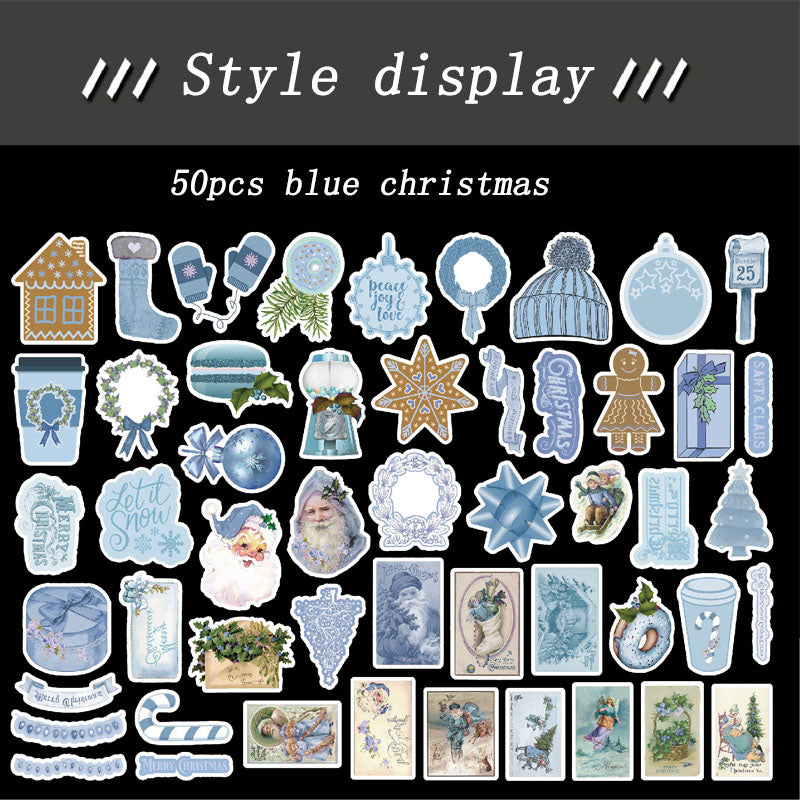 50pcs/100pcs Christmas Graffiti Stickers Holiday Party Hand Account DIY Phone Case Stickers Waterproof