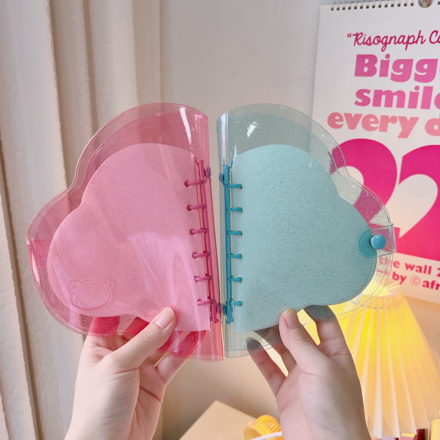 Cute Bow-knot Transparent 6-hole loose-leaf Hand Account Book Cloud Heart-shaped Student pvc Notebook Memo Binder