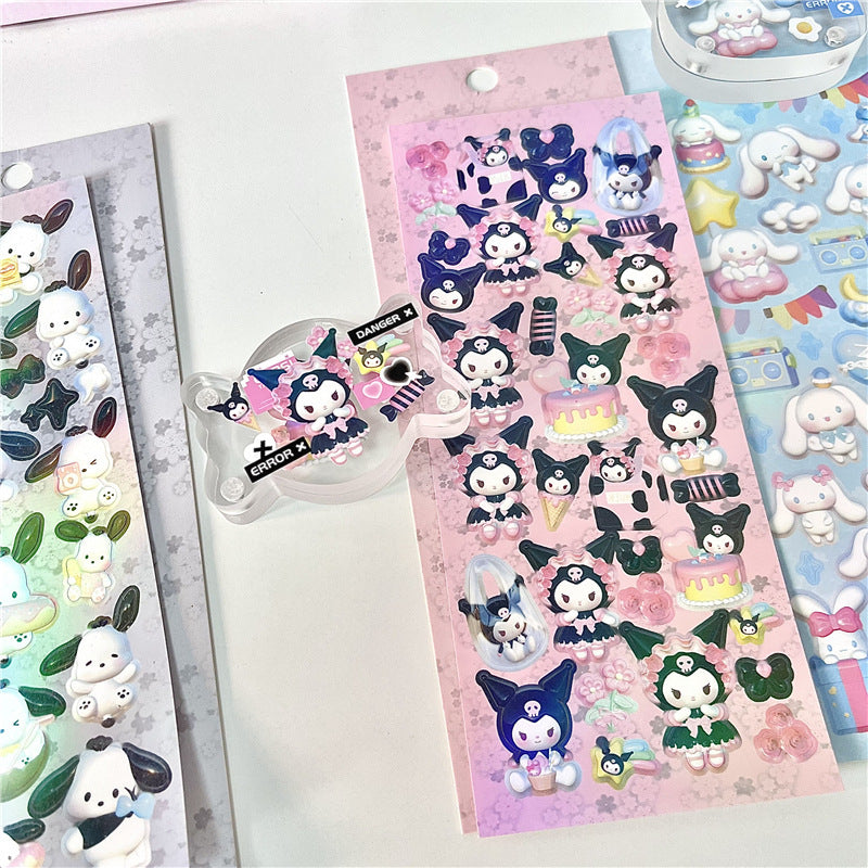 Cute Sanrio Stickers Goo Card Material Modeling Melody Kulomi Hand Account Decoration Sticker