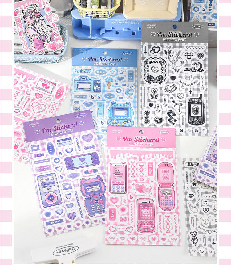 PaperMore Sticker Pet Game Machine Series Cute Comic Style DIY Hand Account Material 2pcs 4 Types