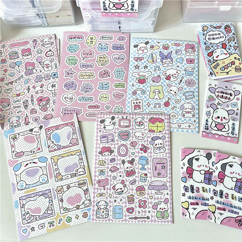 Punny hand-Painted Graffiti Style Cute Animal Puppy Dialog Korean Hand Account Sticker Small Card Decoration Material