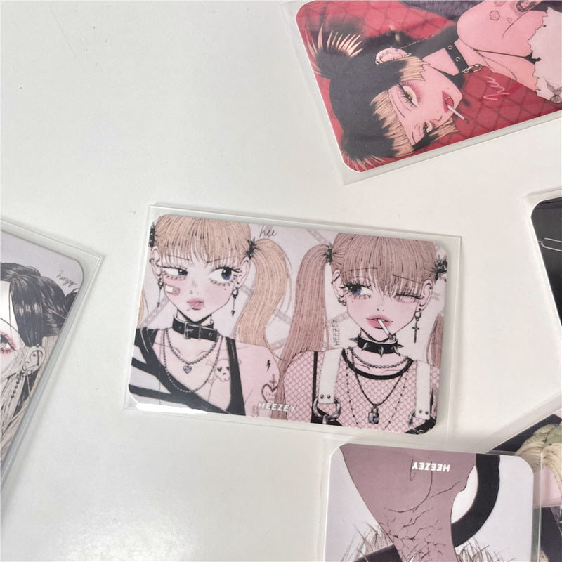 3-Inch Rounded Retro Spicy Dark Style Girl 3-Inch Small Card Hand Account Material Card Business Card