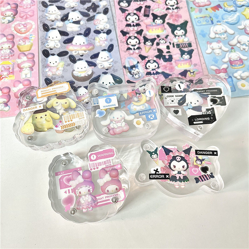 Cute Sanrio Stickers Goo Card Material Modeling Melody Kulomi Hand Account Decoration Sticker