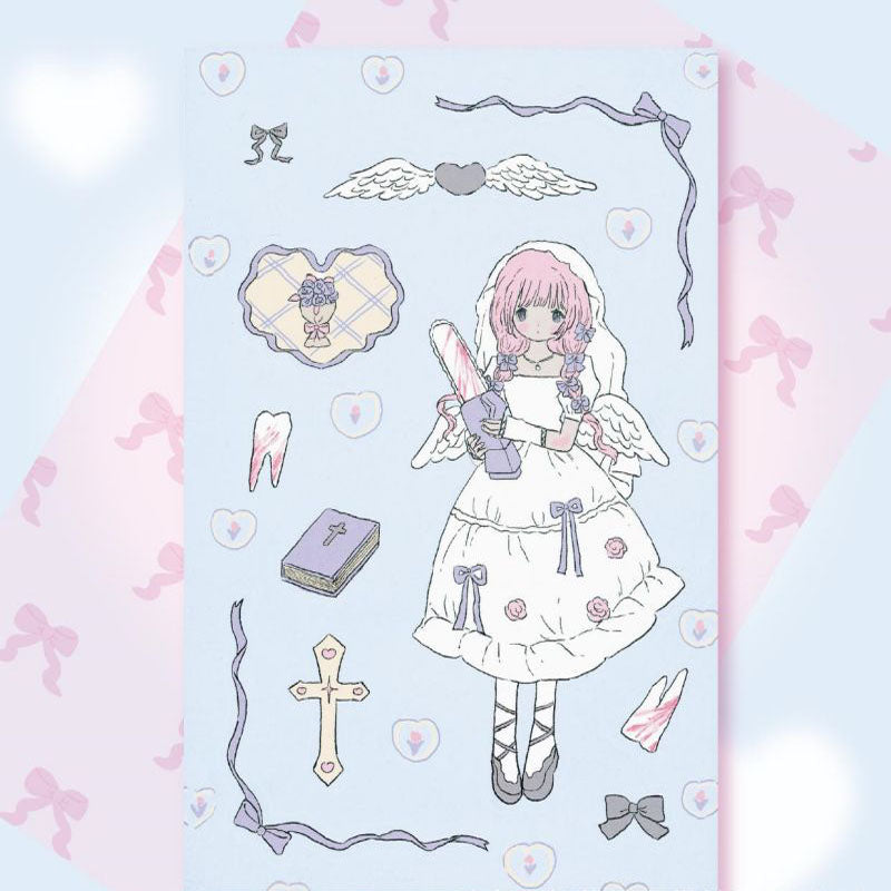 Milky Hearts Sticker Book Inner Page Low Saturation Sweet Sick Sweet Girl Character Decoration Sticker DIY Keychain Plate Hand Account Phone Case Sticker