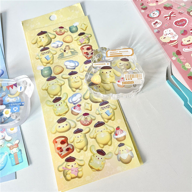 Cute Sanrio Stickers Goo Card Material Modeling Melody Kulomi Hand Account Decoration Sticker