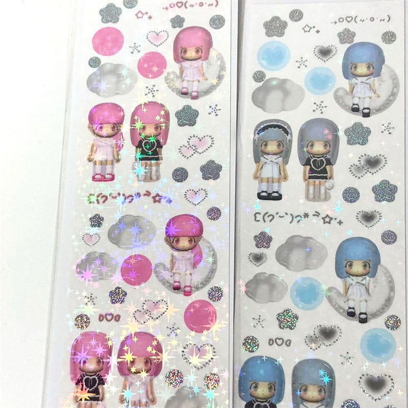 3D Modeling Little Girl Stickers Small Card Decoration Stickers Hand Account Character Material Stickers