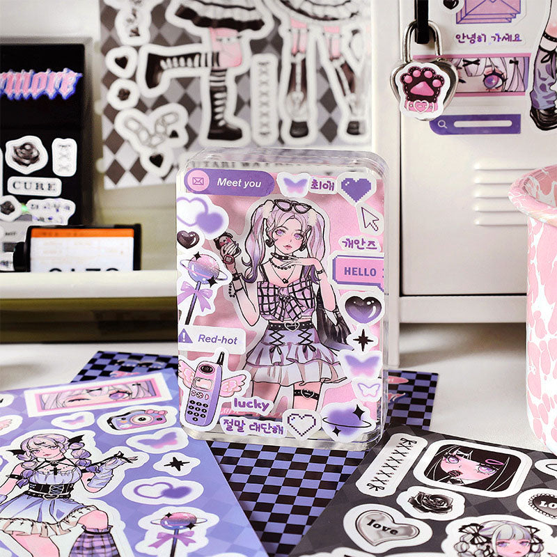 Matte Membrane Goo Card Sticker Little Witch Sweetheart Series Cartoon Sweet And Cool Girl Hand Account Material