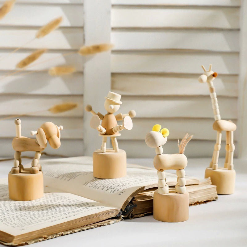 Christmas wooden man Cartoon creative animals Home decoration Handmade