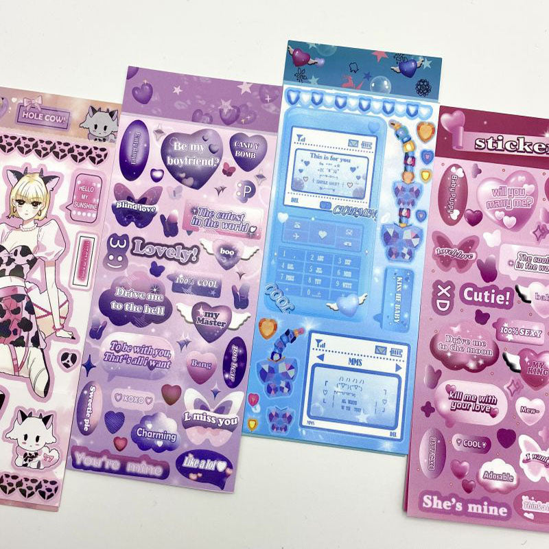 Pink Girl Sticker Dialog Box Series Girls Phone Case Bead Chain Decorative Sticker Pocket Material Sticker