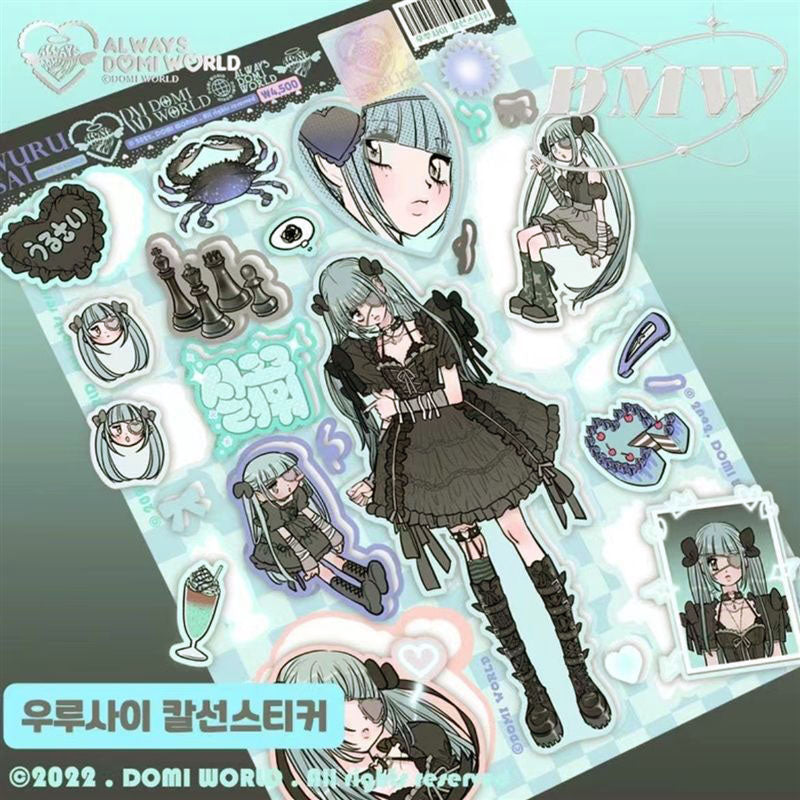 Domi Girl Sticker Dessert Devil Angel Decoration Sticker Phone Case Back Card Sticker Diy Sweet Asia
