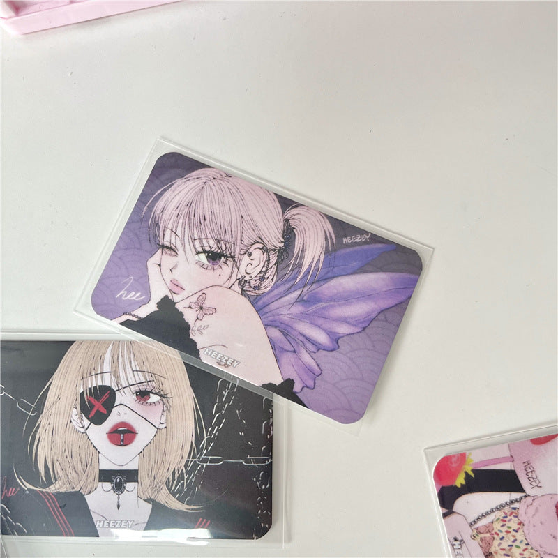 3-Inch Rounded Retro Spicy Dark Style Girl 3-Inch Small Card Hand Account Material Card Business Card