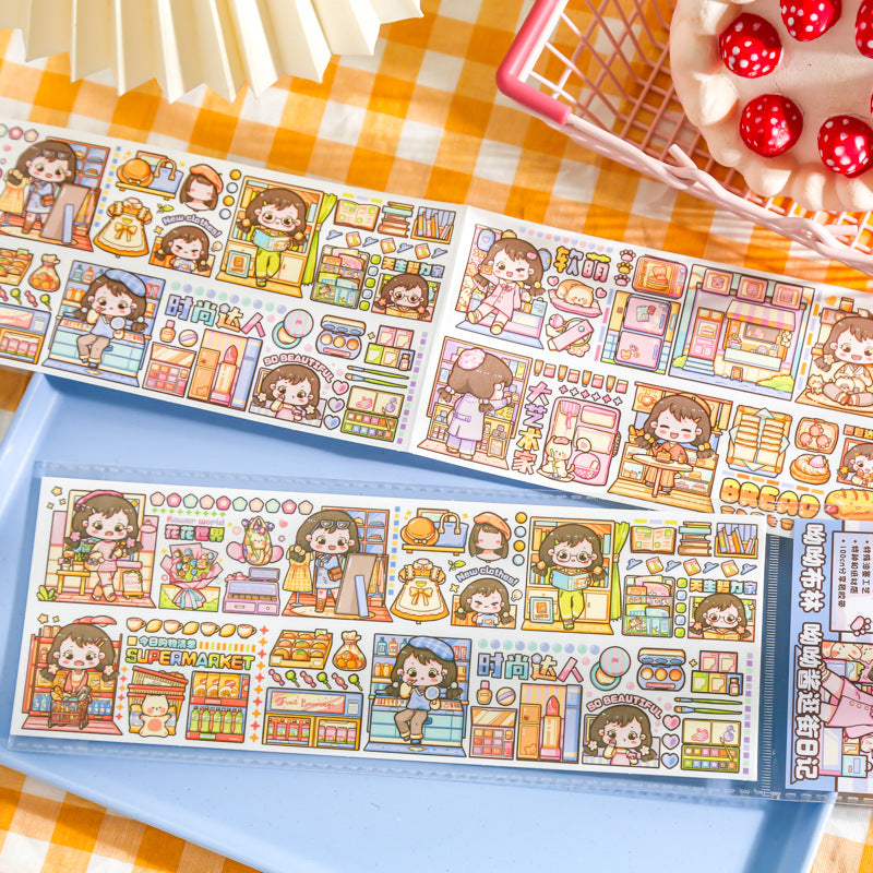 Cute Cartoon Character Stickers DIY Hand Account Landscaping Collage Tape