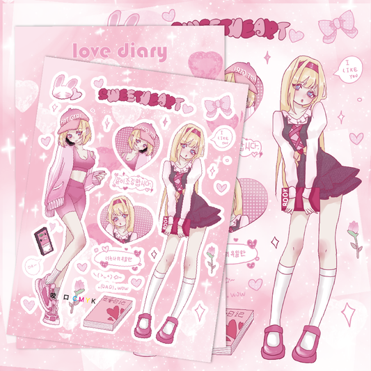 Love Diary Character Cartoon Sticker Sweet Asian Girl Hand Account Phone Case Sticker Laptop iPad Decoration Sticker