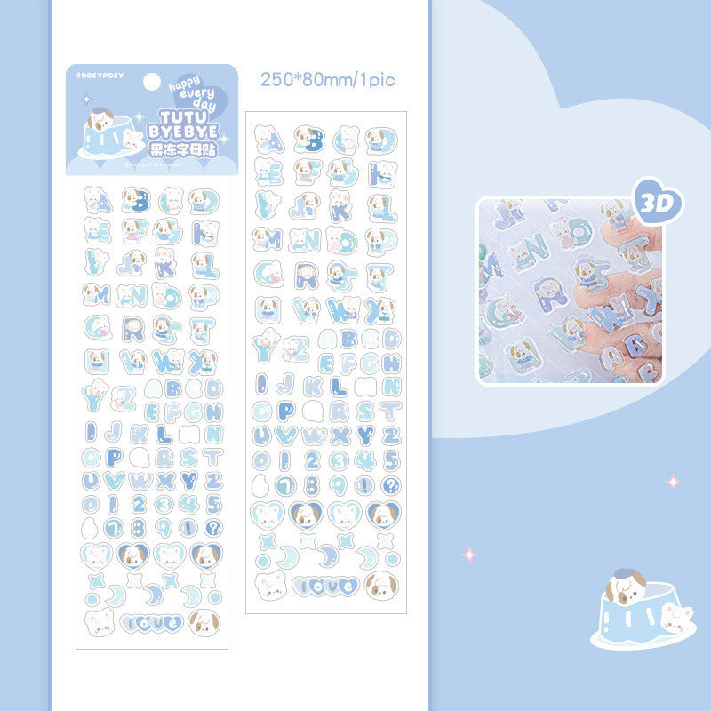 RosyPosy Jelly Letter Stickers TuTu&Byebye Series Cute Style DIY Hand Account Phone Case Material Stickers 4 Types