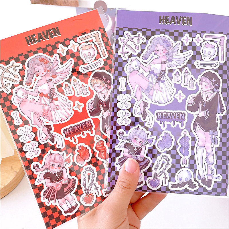 Girl Heart Cartoon Decoration Hand Account Phone Case Decoration Sticker DIY Handmade High-Value Heartbeat Signal Sticker