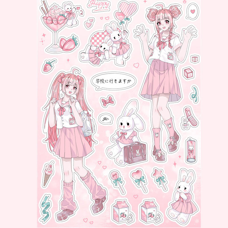 Lamb Ranch vitality Jks Jk Seifuku Series Cute Sweet Girl Character Goo Card DIY Phone Case Hand Account Sticker