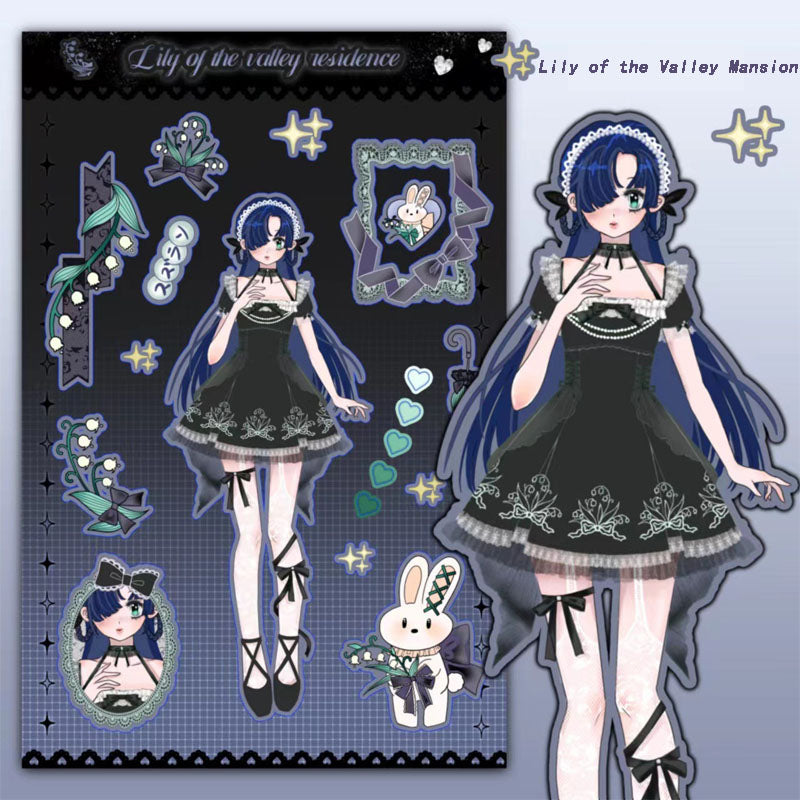 Creative Character Decoration Stickers DIY Hand Account Stickers Lily of The Valley Mansion Retro Lady
