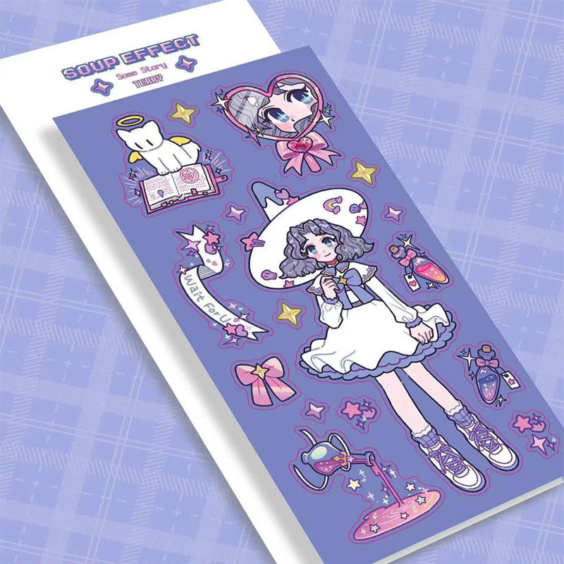 Character Goo Card Sticker Hand Account Sticker phone Case Black Hot Girl Leather Skateboard Trainee Magic Witch Girl SweetCool Retro DIY Sticker