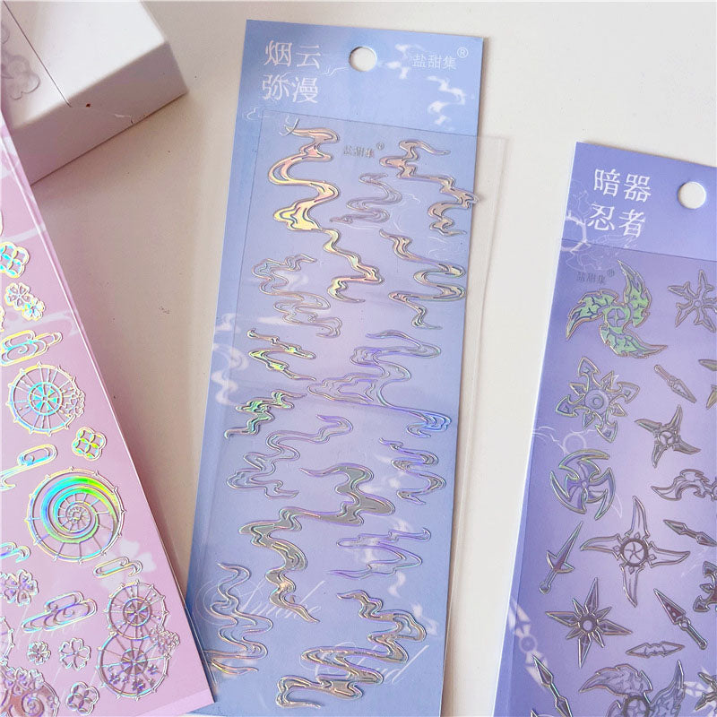 Galaxy Taboo Series Silver Pressed Stickers 3D Hand Account Phone Case Collage Decoration Material Stickers