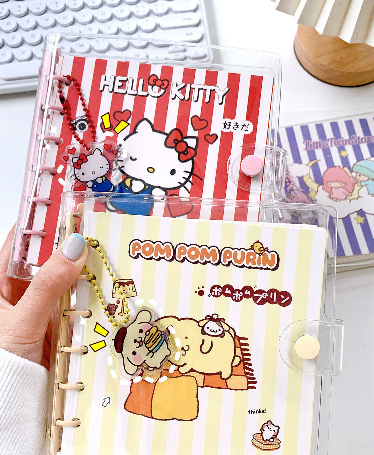 Sanrio Hand Ledger Binder Sticker Portable Transparent Square Notepad Notebook Cute Kuromi
