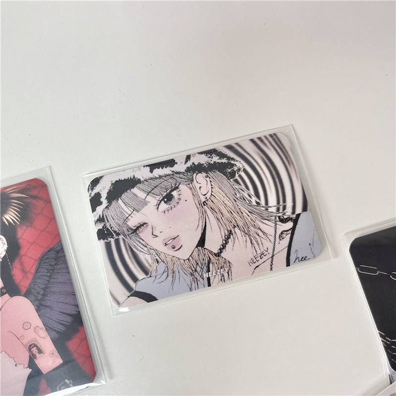 3-Inch Rounded Retro Spicy Dark Style Girl 3-Inch Small Card Hand Account Material Card Business Card