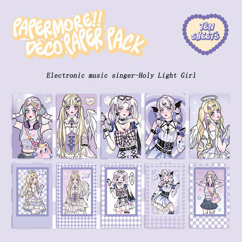 Matte Membrane Small Card Electric Song Girl Series Sweet Cool Cartoon Girl DIY Handbook Phone Case Material Card 4 Models