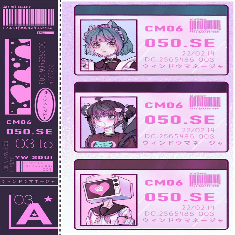 Electronic Three Girls Series Character Goo Card DIY Hand Account Phone Case Sticker