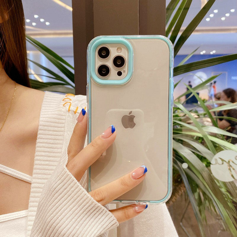Simple Color CYontrast Color Border Suitable For iPhone12ProMax Apple 11 P hone Case XS Transparent 8Plus
